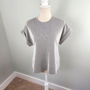 EXPRESS WOMEN'S BLACK AND WHITE STRIPPED SHIRT WITH BACK TIE SIZE XS